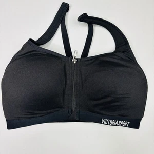 Victoria Secret Knockout Sport Bra 34D Front Zip Underwire Black - Picture 1 of 9