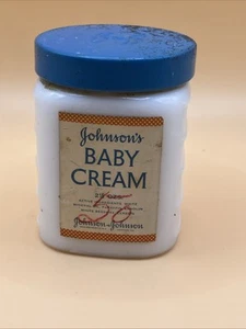 Johnson & Johnson’s Baby Cream 2 1/2 Oz Vtg Glass Bottle NOS Full Rare Collectob - Picture 1 of 6