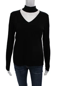 Etcetera Womens High Neck Long Sleeve Pullover Tight-Knit Sweater Black Size M - Picture 1 of 6