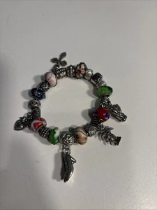 Vintage Pandora sterling silver 925 Bracelet With Charms Loaded 7.5” - Picture 1 of 5
