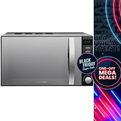 VYTRONIX Digital Microwave Oven 5 Power Levels 800W 20L Freestanding Black - Image 1 of 4