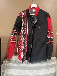 Express Rider Vintage Western Aztec Shirt Red & Black Men's Size L - Picture 1 of 7