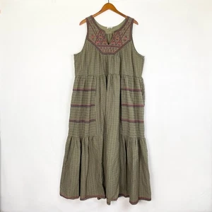Sundance Maxikleid Amaal grün ärmellos Stufen Gr. XL Relaxed Fit Bohemian - Bild 1 von 6