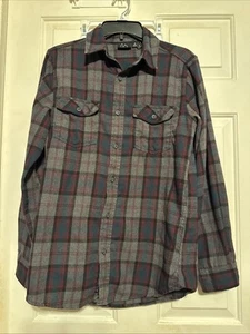 Burnside L/S Button Down Flanell kariertes Herrenhemd - Small, rot/grau - Bild 1 von 7