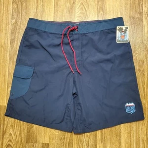 Vintage Mossimo Shorts Swim Trunks Men 38 Blue Pocket Y2K 2005 Surf Wear - Picture 1 of 10