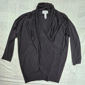 Joseph Ribkoff Womens Draped Cross Front Tunic Top Flowy Shawl Neck Black 6 - Picture 1 of 8