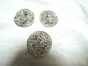 Vintage Sarah Coventry Frozen Lace Lg. Pair and Spare  (3) Clip Earrings - Picture 1 of 5