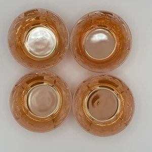 Set of 4 Vintage Fire-King Oven Ware Peach Luster Dessert Bowl Laurel Leaf Wheat - Picture 1 of 14