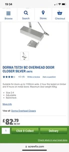 DORMA TS72V BC OVERHEAD DOOR CLOSER SILVER - Picture 1 of 3
