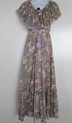 Maxi Vestido Candi Jones Vintage Años 70 Cottagecore Prairie Floral Volantes Boho EE. UU. Foto 1 de 4