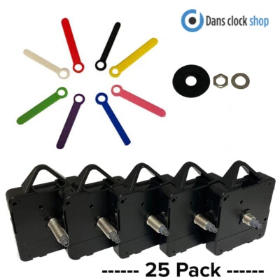 25 Pack New Quartz Clock Movement Mechanism Motor & Coloured Hands UK Seller - Image 1 of 4