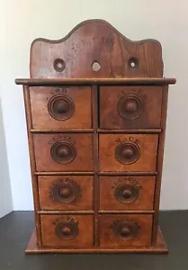 Antique/Vintage- Hanging Spice Cabinet- 8 Drawers- Oak- Good Condition - Picture 1 of 7