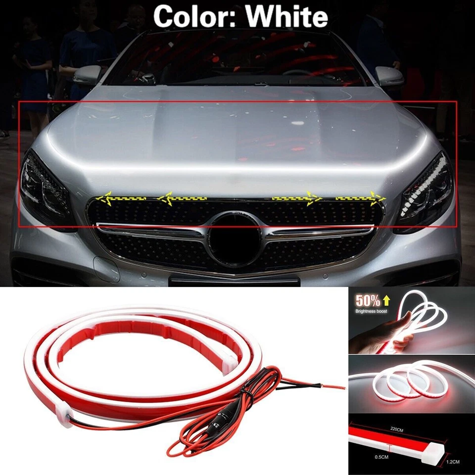 Hood LED Daytime Running Light Strip Flexible Lamp 1p For Mercedes Benz S-Class Foto 1 de 4