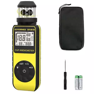 Hand-Tassenanemometer mit Kompass, 93 MPH Digital Windgeschwindigkeitsmesser, CFM Air Fl - Bild 1 von 9