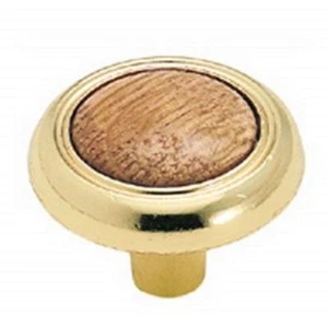 Amerock BP76244-03 Polished Brass 1 1/4" Knob w/Oak Center (5 PACK) - Picture 1 of 1