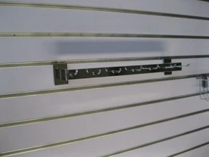 Slatwall Metal Bracket 7 Hooks 300mm Home Organiser Storage 2 Pk Garage Showroom - Picture 1 of 3
