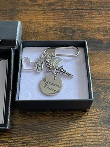 AWESOME NURSE Key Ring Or Bag Charm Set Caduceus Medical Bag Heart Hat Gift Box - Picture 1 of 7