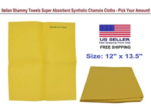 Original Italian Shammy Towels Super Absorbent Cloth 12 x 13.5" 3,6,12 cloths - Picture 1 of 5