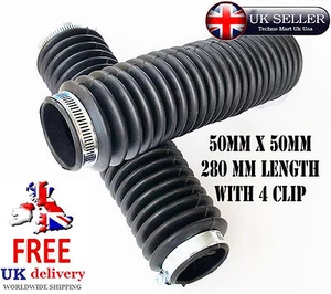 Black Motorcycle Fork Rubber Gaiters boots Gaitors Size 280mm x 50mm Set Pair UK - Picture 1 of 3