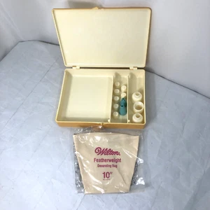 Vtg Wilton Sugar Plum Decorating Kit Case Hong Kong 2 Tips 4 Couplers 10" Bag - Picture 1 of 11