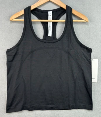Camiseta sin mangas Lululemon Swiftly Tech espalda cruzada 2,0 longitud cintura rayas brillantes 12 LW1EWSS Foto 1 de 4