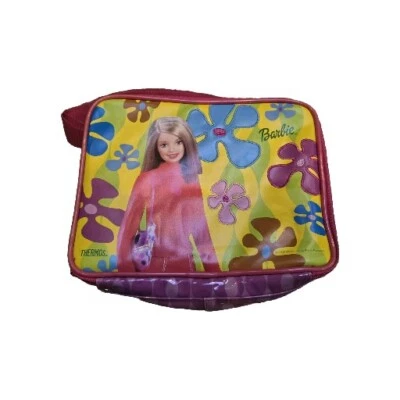 Vintage 2002 Barbie Garrafa Térmica Infantil Lancheira Nova Com Etiquetas Mattel Groovy Flowers - Imagem 1 de 4