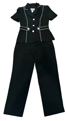 Vtg Sheri Martin Outfit Women’s Sz 8 2 Piece Set Pants And Top Navy Blue - Image 1 of 4