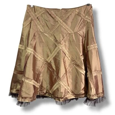 Falda Nanette Lepore Iridiscente Seda Melocotón Dorado Tul Foto 1 de 4
