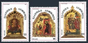 Greece 1578-1580, MNH. Mi 1640-1642. Religious art-Benaki Museum. Christmas 1986 - Picture 1 of 1