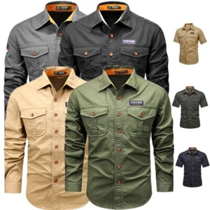 Camisa informal táctica militar manga corta/manga larga informal para hombre camisas de trabajo - Imagen 1 de 18