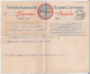ITALY TELEGRAM VIA ITALCABLE 1925 TELEGRAFICI SOTTOMARINI TO MONTEVIDEO URUGUAY