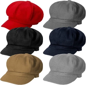 6 Pieces Women Newsboy Cap Warm Wool Visor Beret Hats Octagonal Cap Soft Newsboy - Picture 1 of 7