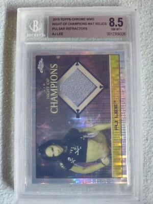 AJ LEE 2015 Topps WWE Chrome Night Of Champions Mat Relic Pulsar Refractor /75 - Image 1 of 4