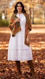 New Gap Midi Dress Short Sleeve Button Front White Size Small NWT Lacy Boho - Picture 1 of 16
