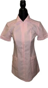 Crest Careers Pink 100% Polyester Size 6 (stain) Nursing Uniform Top - Picture 1 of 9