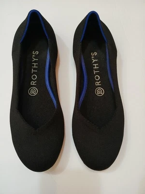 Rothys плоскостях туфли женский размер 7,5 черный синий круглый балет Eco переработанный - Изображение 1 из 4