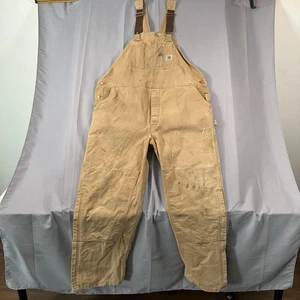 Vintage Carhartt Overalls Mens 46x32 Double Knee Canvas Workwear Distressed USA - Picture 1 of 24