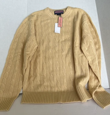 NWT Vineyard Vines 100% Cashmere Cable Knit Butter Rum Sweater Men's Size M - Image 1 of 4