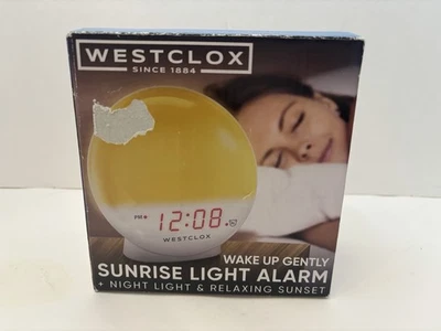 Westclox 5" White Electric Sunrise Simulator Alarm Clock Night Light Relaxing - Image 1 of 4