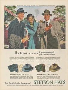 1947 Stetson Sombreros Se ven cada pulgada Viajero experimentado País Caballero Anuncio impreso - Imagen 1 de 1