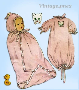 1950s Vintage Simplicity Sewing Pattern 1443 Uncut Infant Layette Set w Boat App - Picture 1 of 5