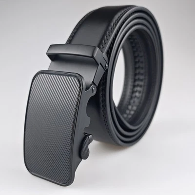 Cinturones de trinquete de cuero genuino para hombre con hebilla automática ajustable S13 Foto 1 de 4
