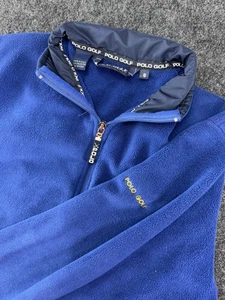 Giacca Pile Vintage Polo Golf Ralph Lauren Blu S Made USA Full Zip - Foto 1 di 7