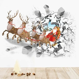Santa Christmas Reindeer Sticker Art Wall Decals Claus Decor DIY Window- - Picture 1 of 8