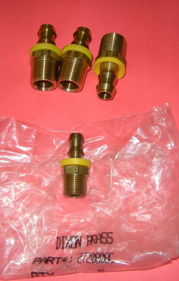 Dixon 2720808C 1/2" Hose ID x 1/2" Male NPTF Push-On Hose Fitting set of 3 - Image 1 of 1