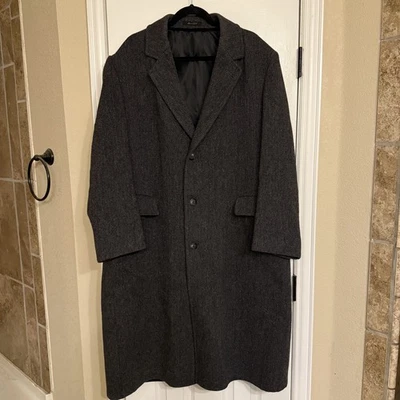 Abrigo London Fog Para Hombres Talla 46 Gris Tweed Espiga Pecho Único 100% Lana EE. UU. Foto 1 de 4