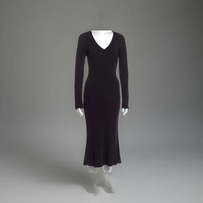 Dolce Gabbana V Neck Midi Knit Dress Black Small  - Image 1 of 2