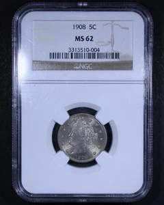 1908 Liberty V Nickel - 5c NGC MS62 - Affordable Example! - Picture 1 of 4