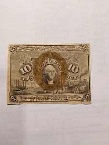 Civil War Era US Fractional Currency 10c Note Washington Bronze Seal 4th Issue - Picture 1 of 7