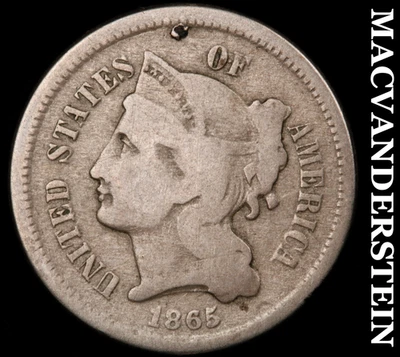 1865 Three Cent Nickel - Scarce  Better Date  No Reserve  #E6979 - Image 1 of 2